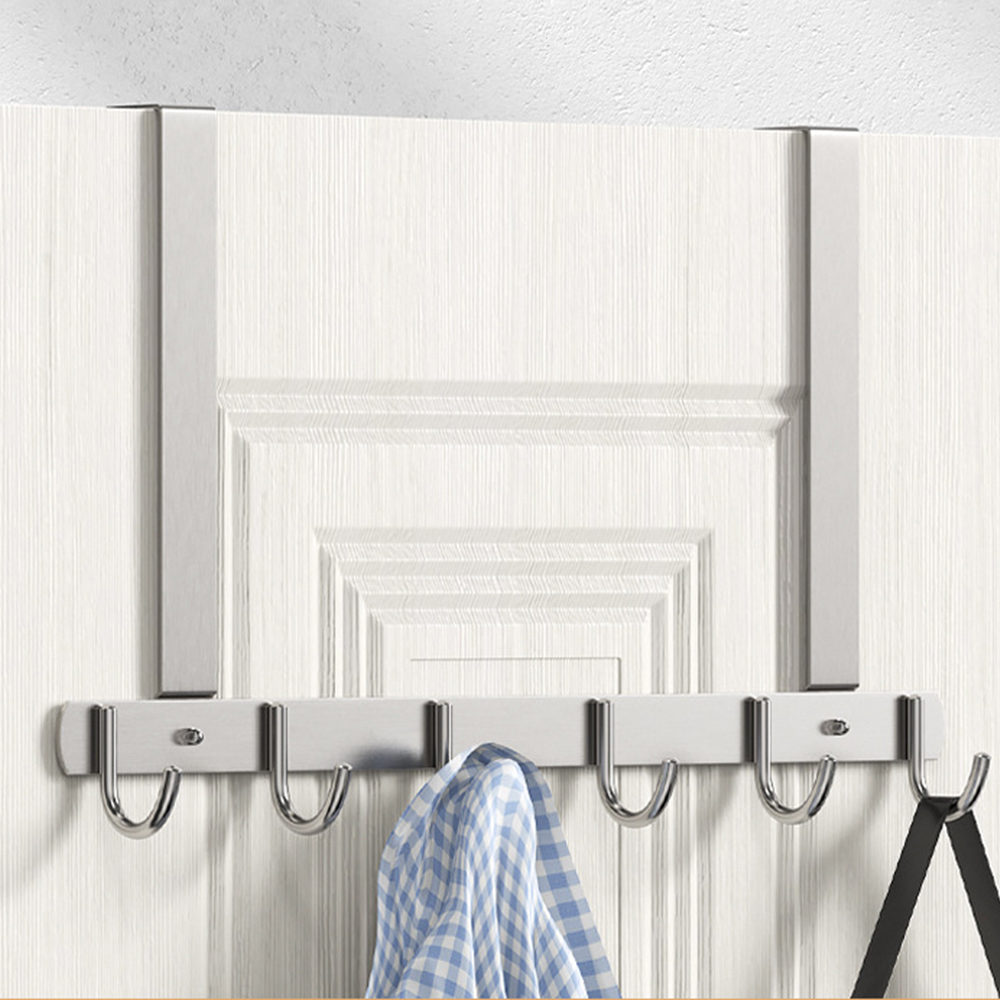 Long Over The Door Hooks Stainless Steel Towel Rack Hooks - 6 Hooks