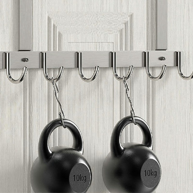 Long Over The Door Hooks Stainless Steel Towel Rack Hooks - 6 Hooks