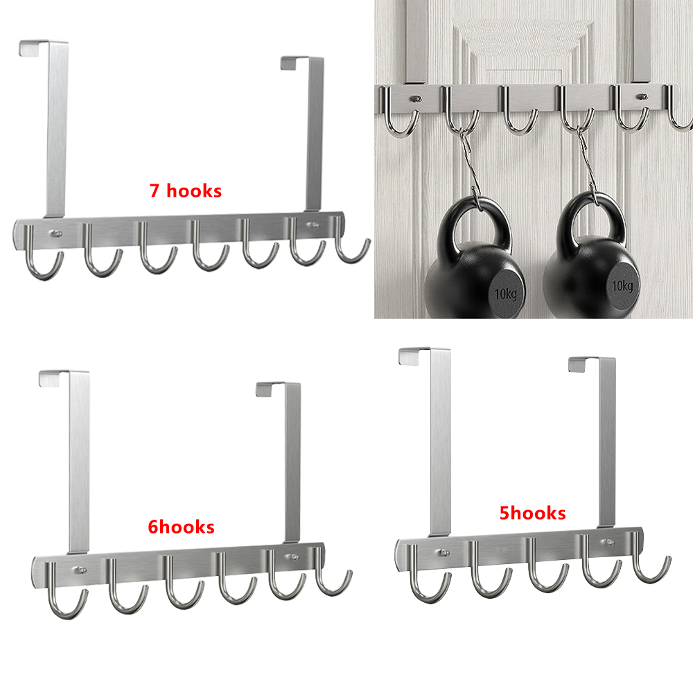 Long Over The Door Hooks Stainless Steel Towel Rack Hooks - 7 Hooks