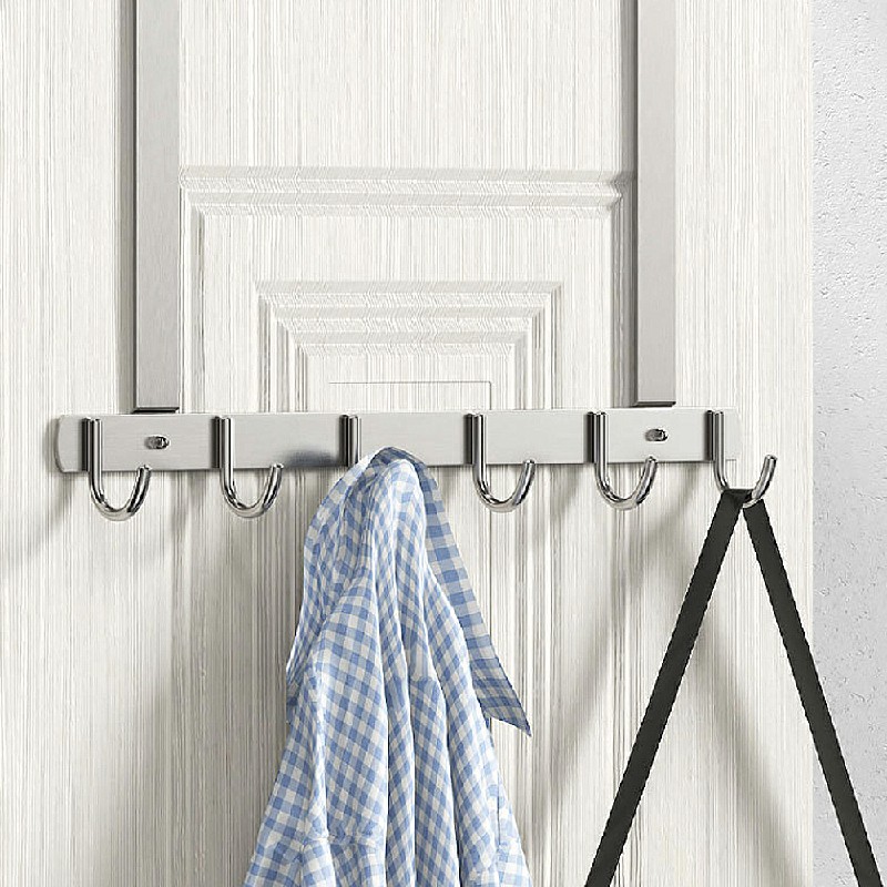 Long Over The Door Hooks Stainless Steel Towel Rack Hooks - 7 Hooks