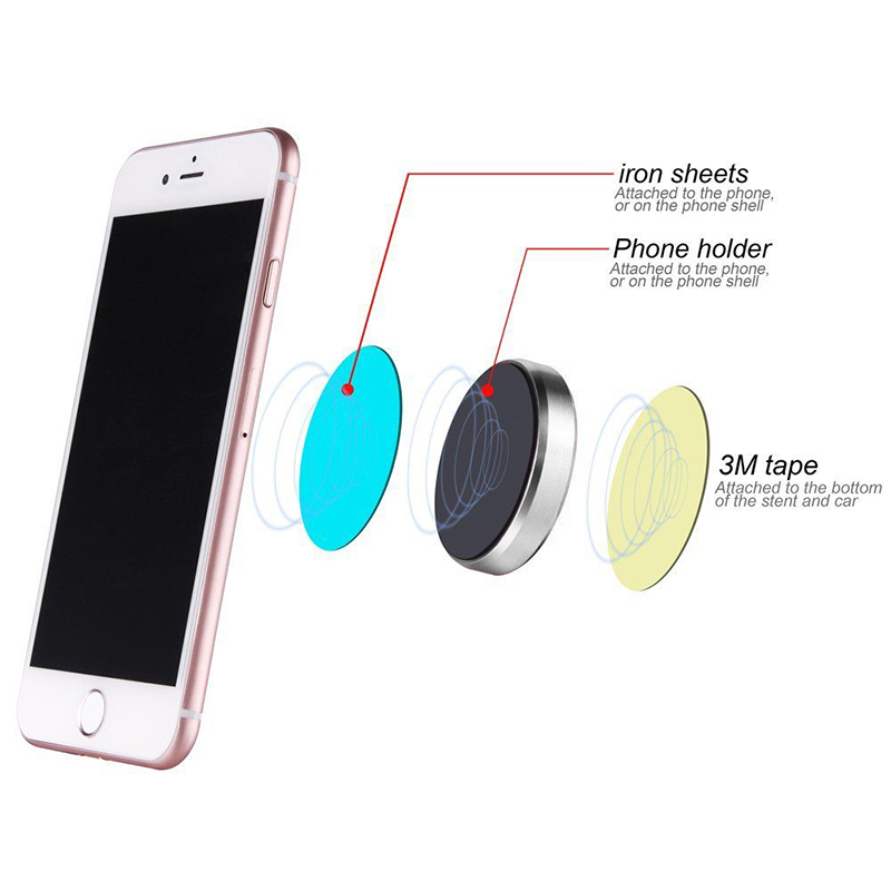 Magnetic Metal Car Dashboard Mount Universal Phone GPS Holder Stand - Silver