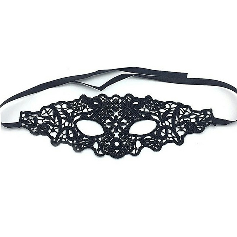 Masquerade Costume Mask Half Face Lace Masks Party Accessories - Black