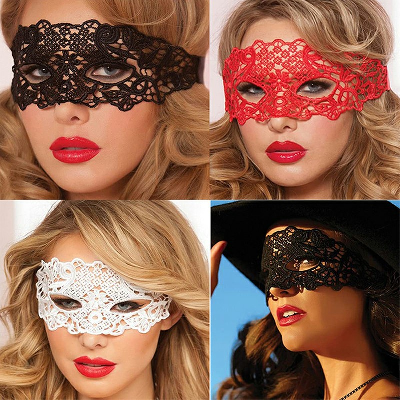 Masquerade Costume Mask Half Face Lace Masks Party Accessories - Black