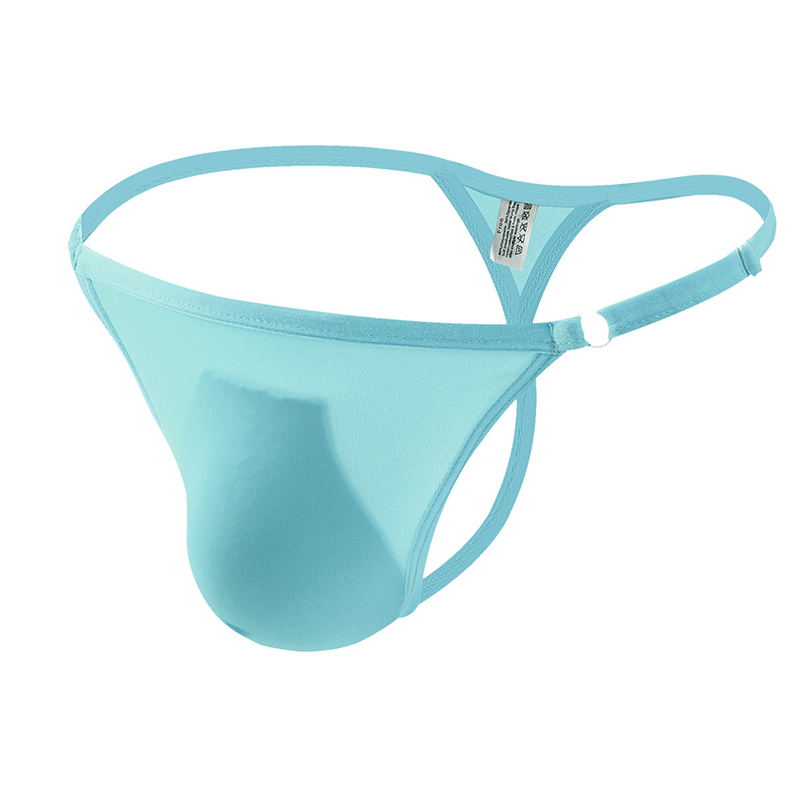 Mens Comfortable T-Back Bikini Briefs and Thongs Translucent G-String Underwear - Black