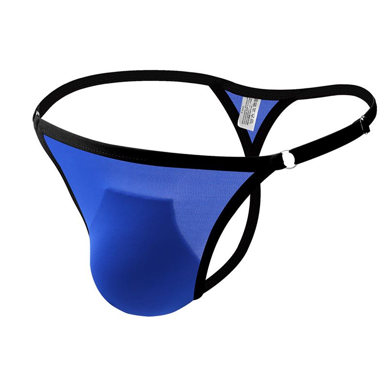 Mens Comfortable T-Back Bikini Briefs and Thongs Translucent G-String Underwear - Black