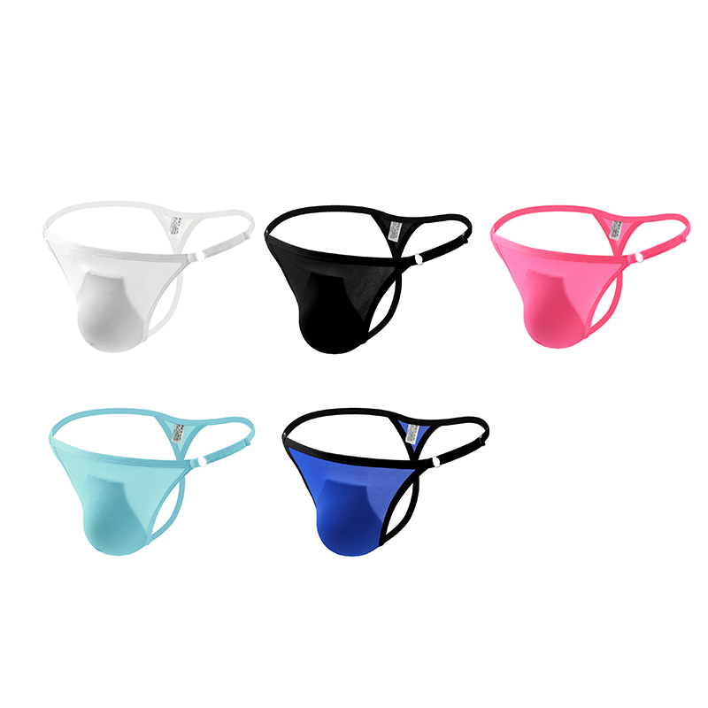 Mens Comfortable T-Back Bikini Briefs and Thongs Translucent G-String Underwear - Black