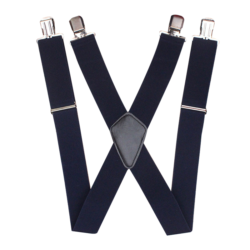 Mens X Shape Braces Adjustable and Elastic Suspenders 50MM WIDTH - Deep Blue