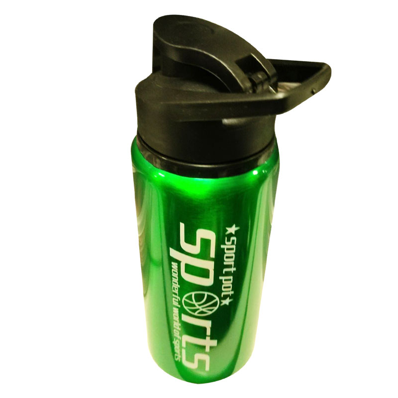 Metal Gym Sports Water Drinking Bottle Glossy Surface NO Carabiner - Random Colour