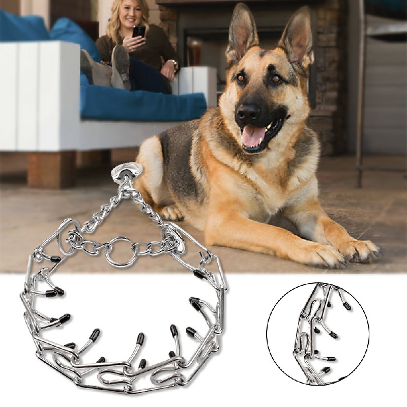 Metal Steel Chain Dog Training Prong Pinch Adjustable Choke Spike Collar - 4mmx60cm
