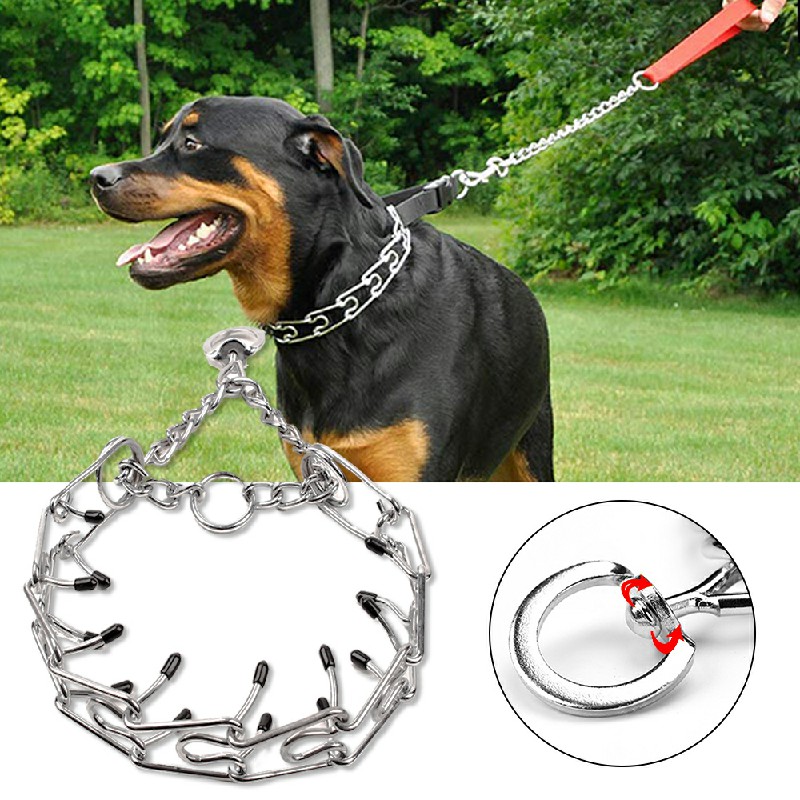 Metal Steel Chain Dog Training Prong Pinch Adjustable Choke Spike Collar - 4mmx60cm