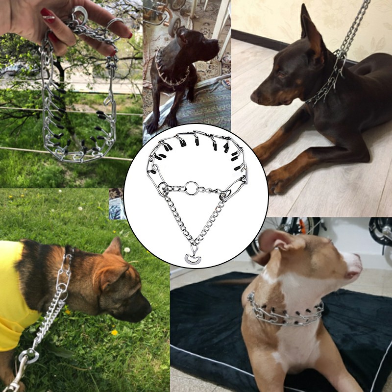 Metal Steel Chain Dog Training Prong Pinch Adjustable Choke Spike Collar - 4mmx60cm