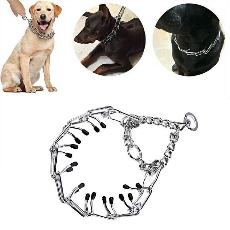 Metal Steel Chain Dog Training Prong Pinch Adjustable Choke Spike Collar - 4mmx60cm