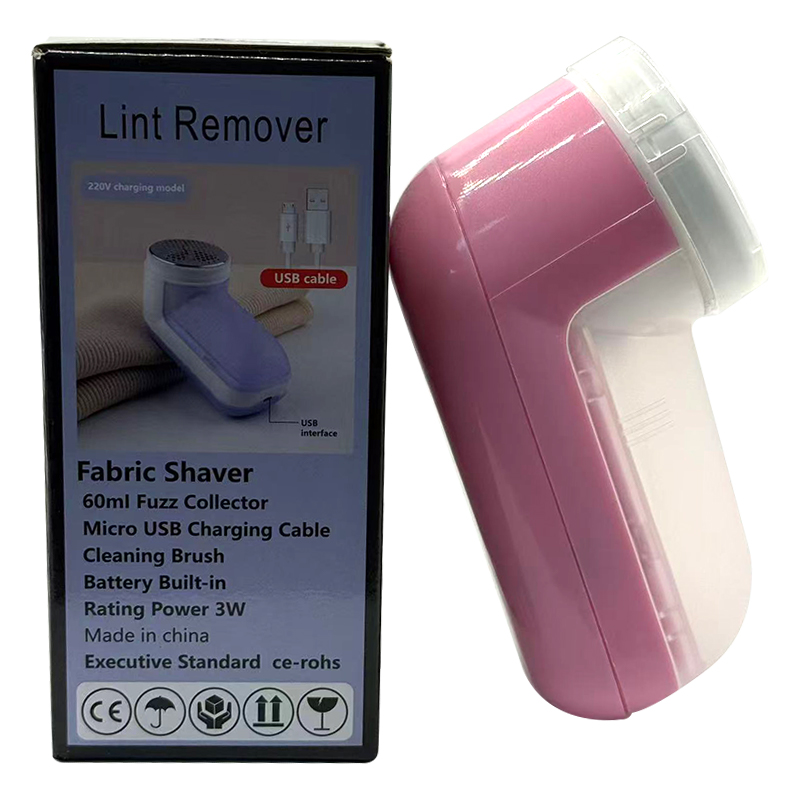 Mini Fabric Shaver Lint Remover USB Rechargeable Bobble Fluff Cleaner - Pink