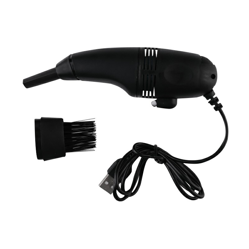 Mini USB Keyboard Vacuum Cleaner with Mini Brush Dust Cleaning Kit - Black