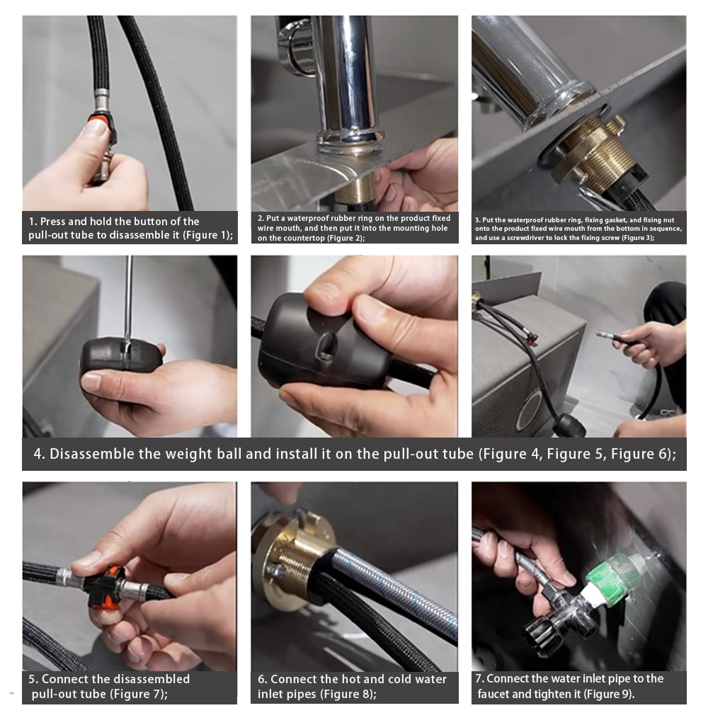 Monobloc Kitchen Sink Mixer Tap with Pull Out Hose Sprayer Single Lever - Silver