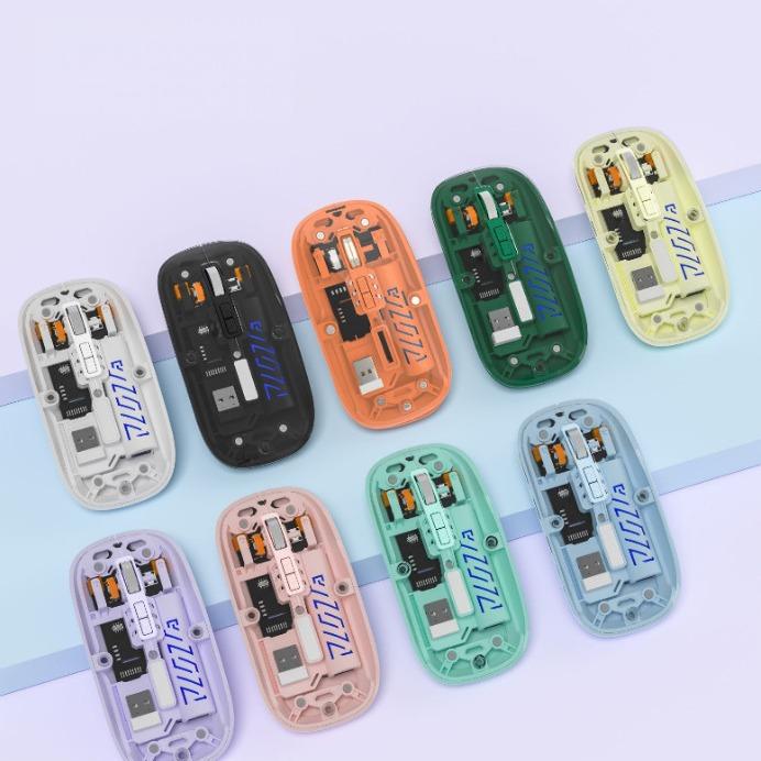 New Bluetooth Dual-Mode Three-Mode 5.0 Silent 2.4g Mouse Transparent Charging  Model Suitable for Apple Huawei