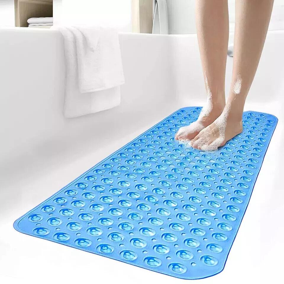 Non Slip Shower Mat Strong Suction Anti-Mold Rubber Mat 40x100cm - Blue