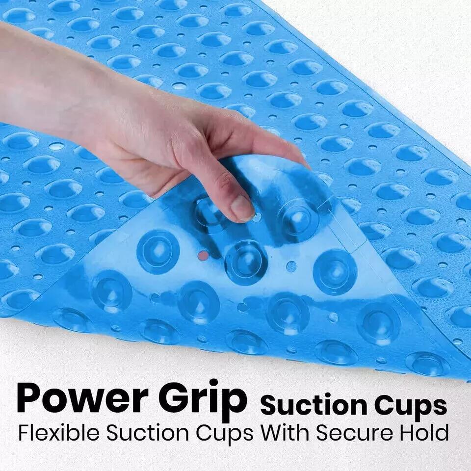 Non Slip Shower Mat Strong Suction Anti-Mold Rubber Mat 40x100cm - Blue