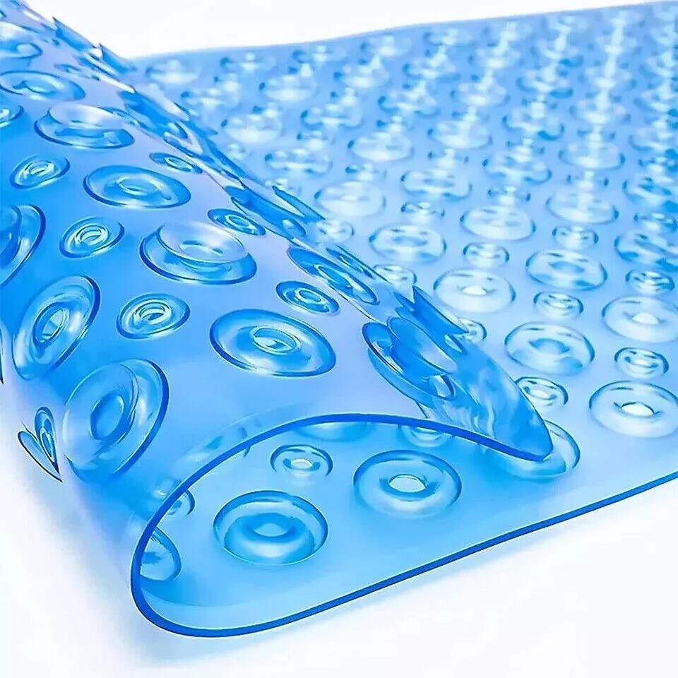 Non Slip Shower Mat Strong Suction Anti-Mold Rubber Mat 40x100cm - Blue