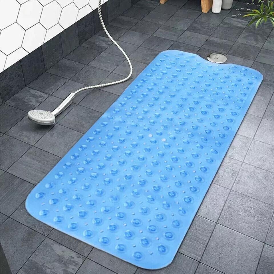 Non Slip Shower Mat Strong Suction Anti-Mold Rubber Mat 40x100cm - Blue