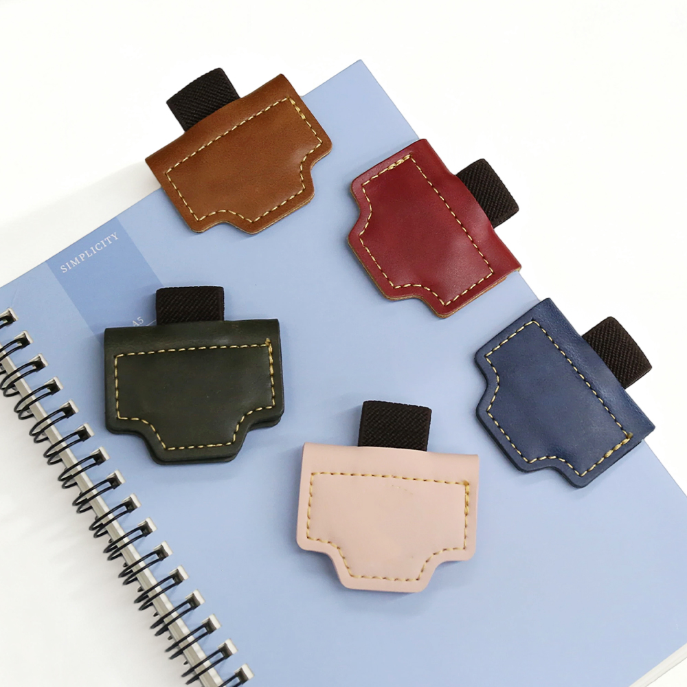 5pcs Personalised Magnetic Leather Bookmark with Pen Holder Page Marker Reader Gifts Gift