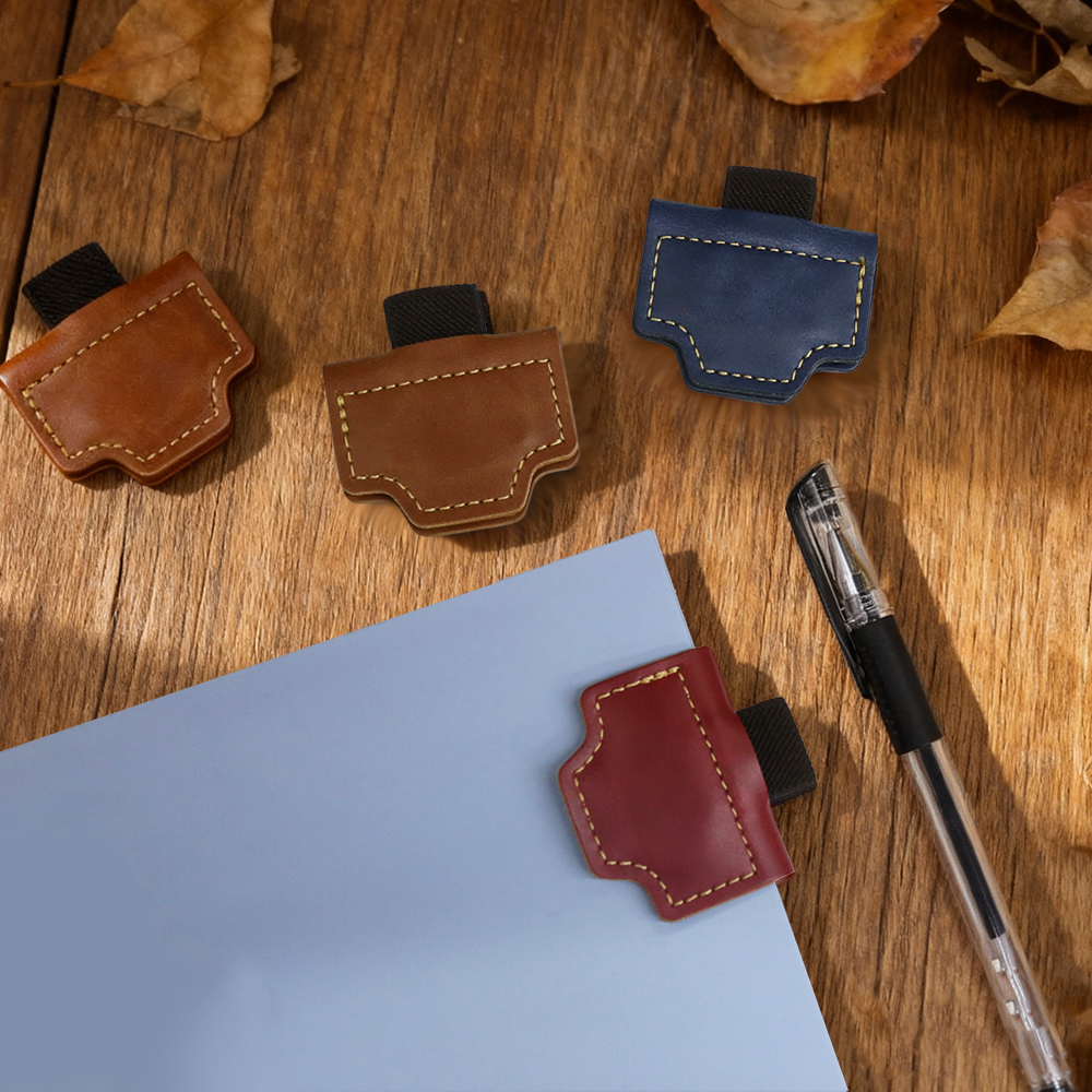 5pcs Personalised Magnetic Leather Bookmark with Pen Holder Page Marker Reader Gifts Gift