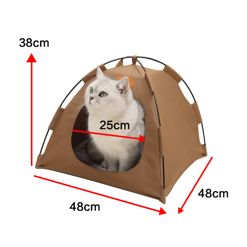 Pet Tent Cat Puppy Play Tent House with Warm Soft Bed Pad - Grey