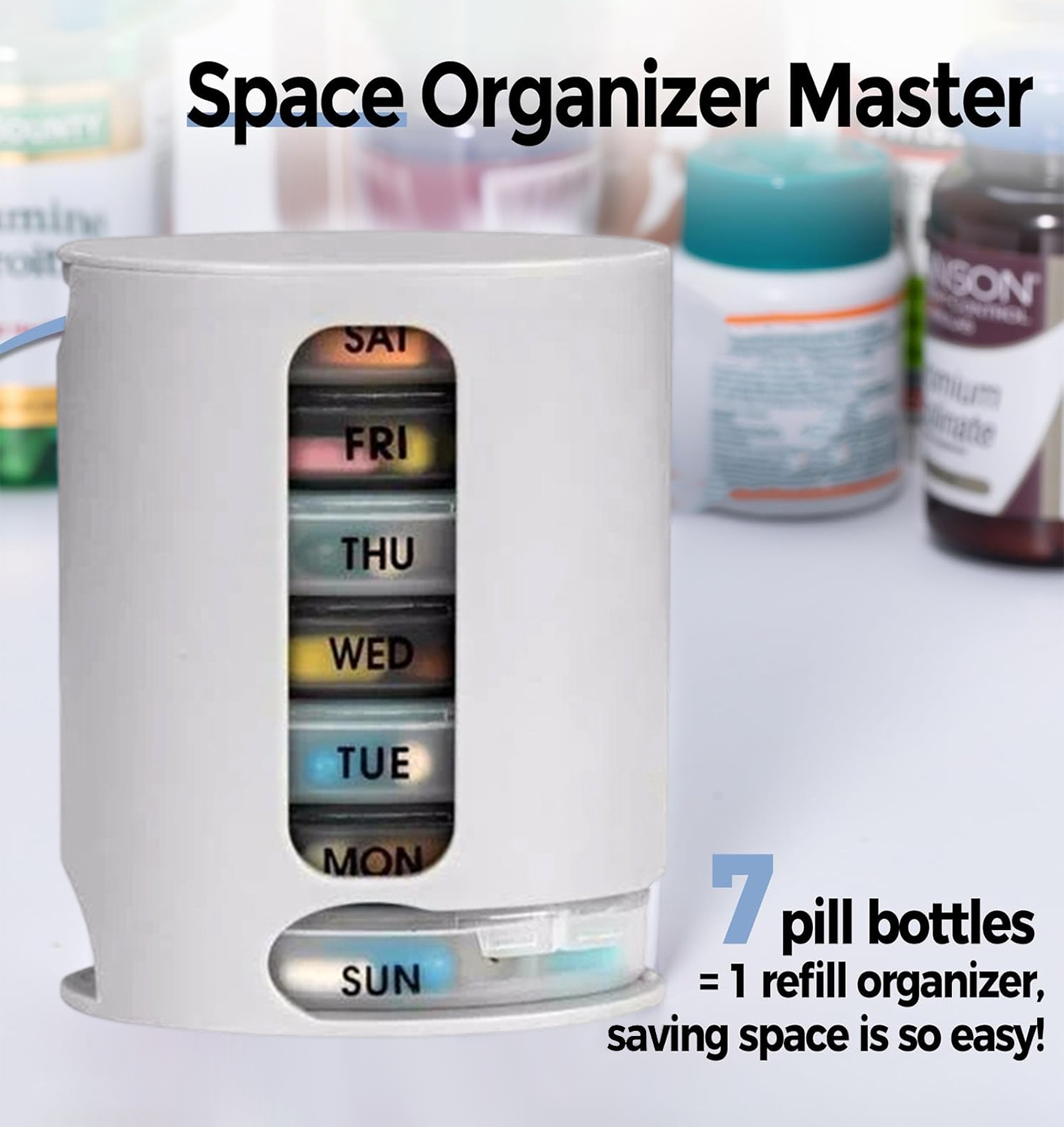 Extra Large Pill Organizer Weekly Pill Case Pill Box 7 Day for Medication Vitamin Fish Oil Supplement