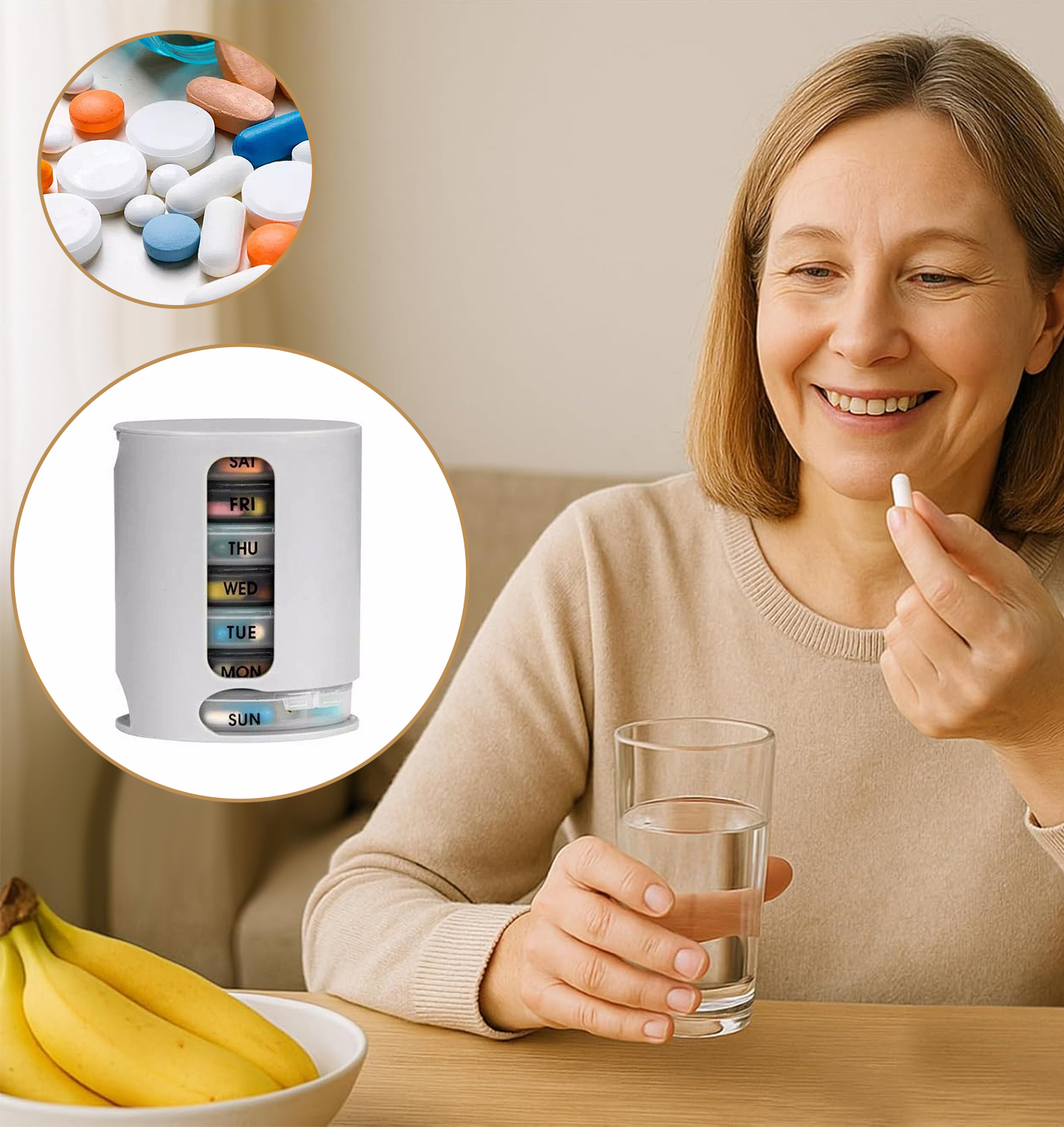 Extra Large Pill Organizer Weekly Pill Case Pill Box 7 Day for Medication Vitamin Fish Oil Supplement