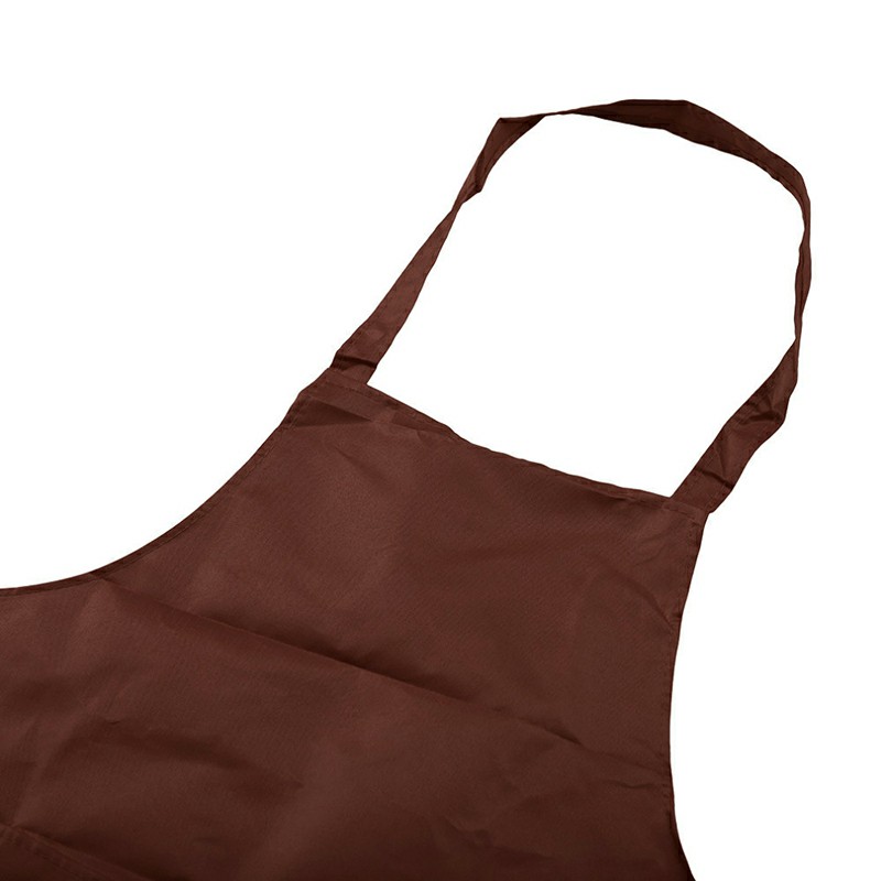 Plain Unisex Cooking Catering Work Apron Tabard with Twin Double Pocket - Brown