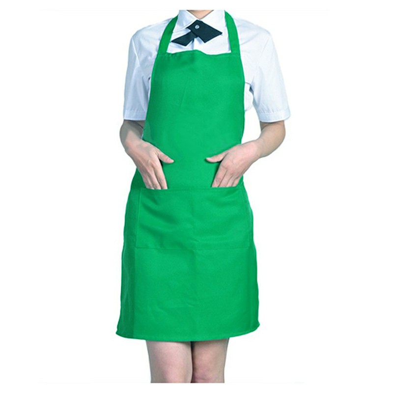 Plain Unisex Cooking Catering Work Apron Tabard with Twin Double Pocket - Green