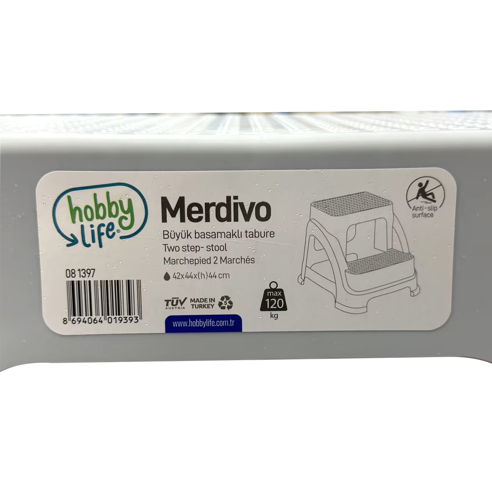 Plastic 2-UP Step Stool Toddlers Stool Slip Resistant 42x 44x(h)44cm - Random Colour