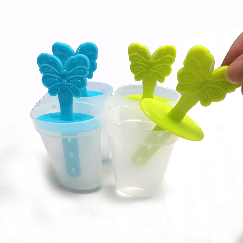 Plastic Ice Popsicle Maker Box 4 Popsicle Molds 8 cm - Random Colour