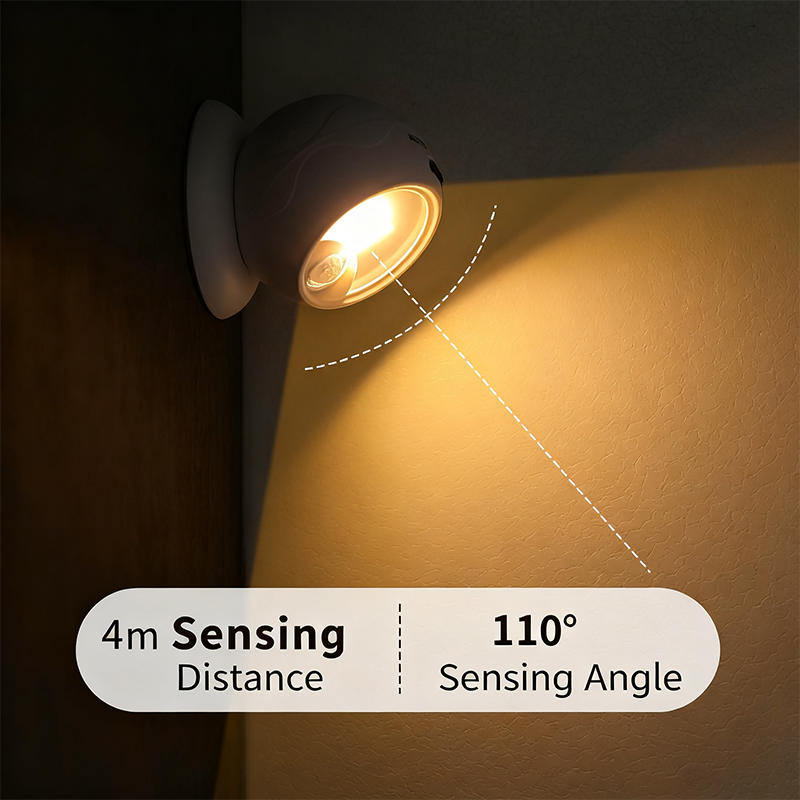 Plastic Motion Sensor Night Light Round Ball 7.2 x 6.5 x 7.2 cm
