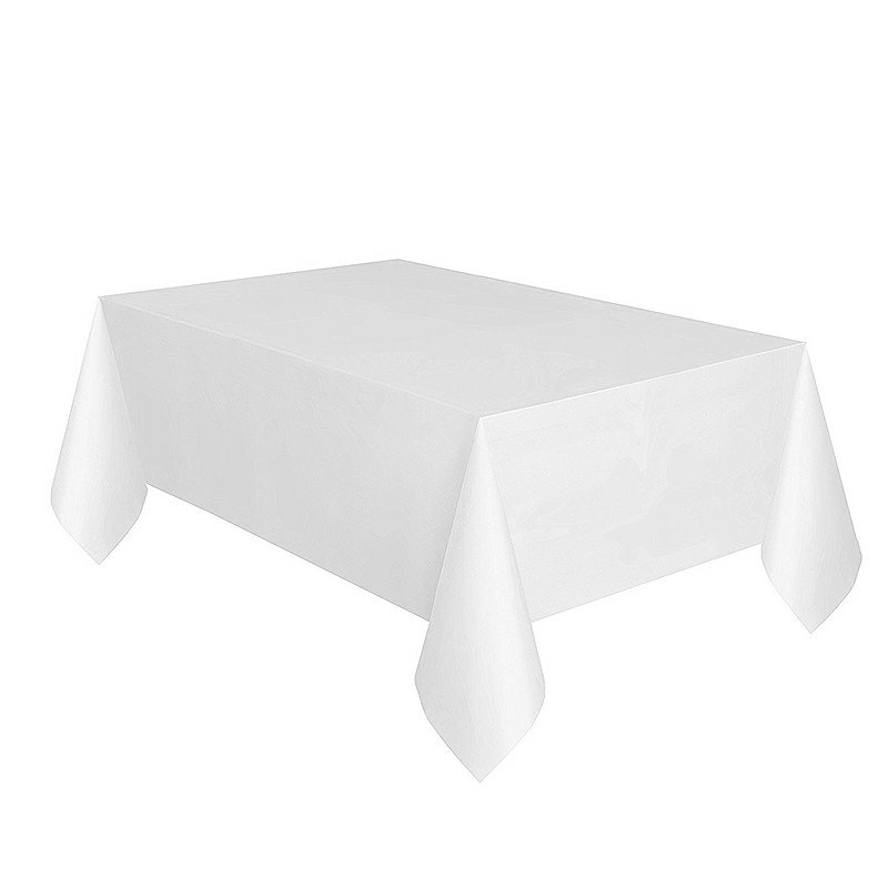 Plastic Rectangle Tablecover Disposable Waterproof Table Cloth Covers for Party Catering - White