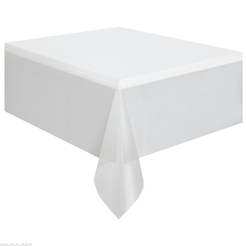 Plastic Rectangle Tablecover Disposable Waterproof Table Cloth Covers for Party Catering - White