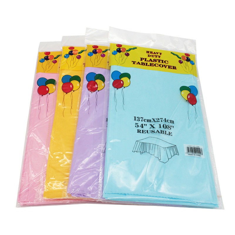 Plastic Rectangle Tablecover Disposable Waterproof Table Cloth Covers for Party Catering - White