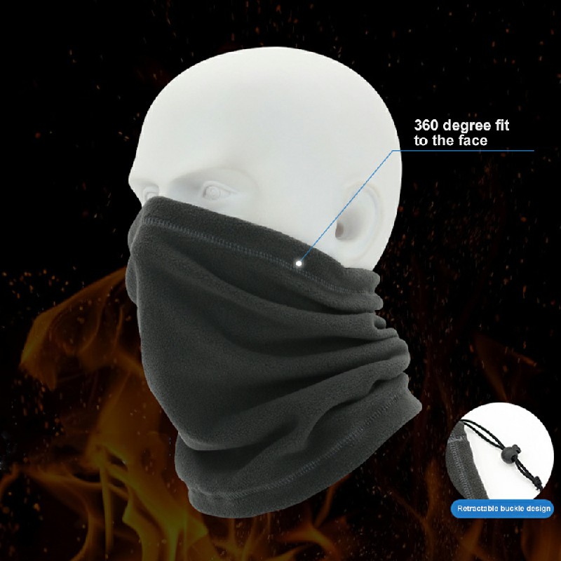Polar Fleece Thermal Bandana Cycling Winter Face Masks Snood Scarf Neck Tube Warmers - Grey