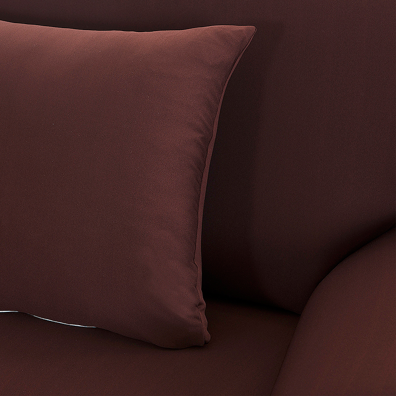Polyester Spandex Fabric 1-Piece Stretch Slipcover for 2-Seats Sofa - Brown