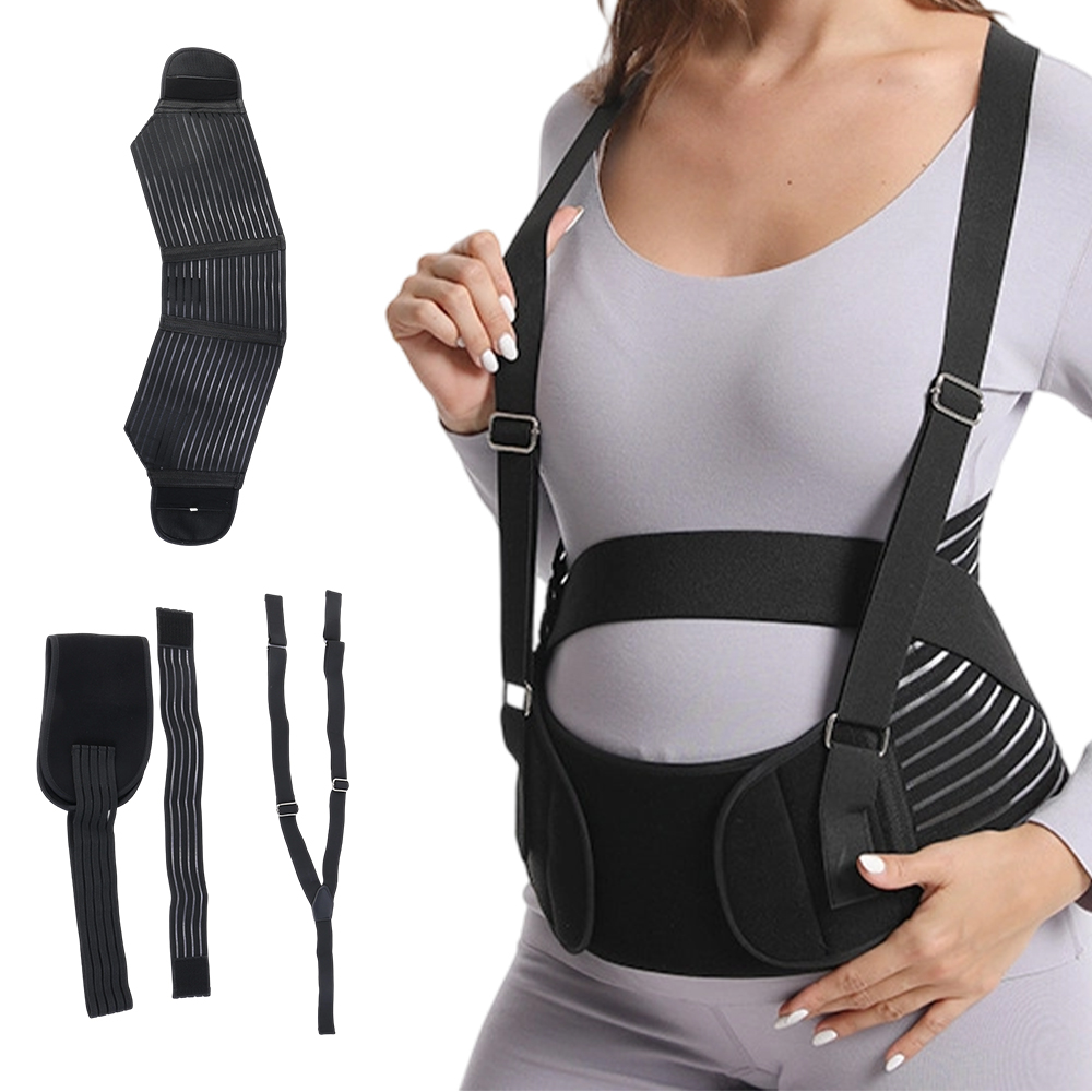 Pregnancy Belt With Shoulder Straps – Lumbar Back Support Waist Band, Belly Bump Back Brace - XL