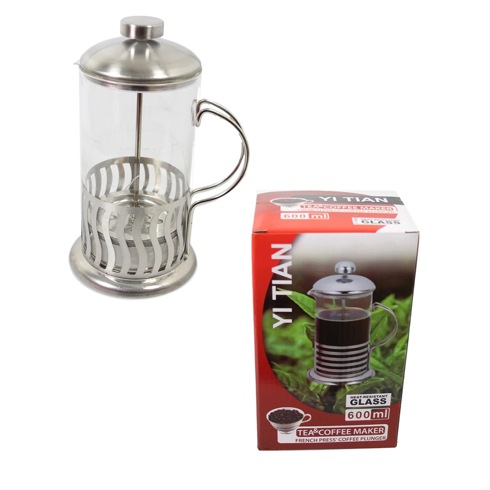Press Plunger Cafetiere-Stainless Steel 600ml Coffee Maker