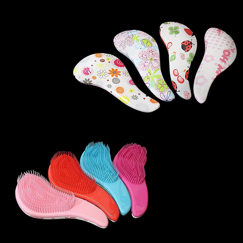 Professional Detangling Hair Brush Silicone Brush Printed Comb for Hairstyling - Random Colour
