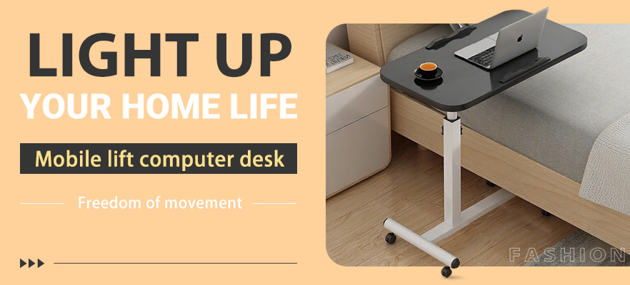 Adjustable Overbed Table Over Hospital Bed Tray with Wheels for Home Use or Medical - Black