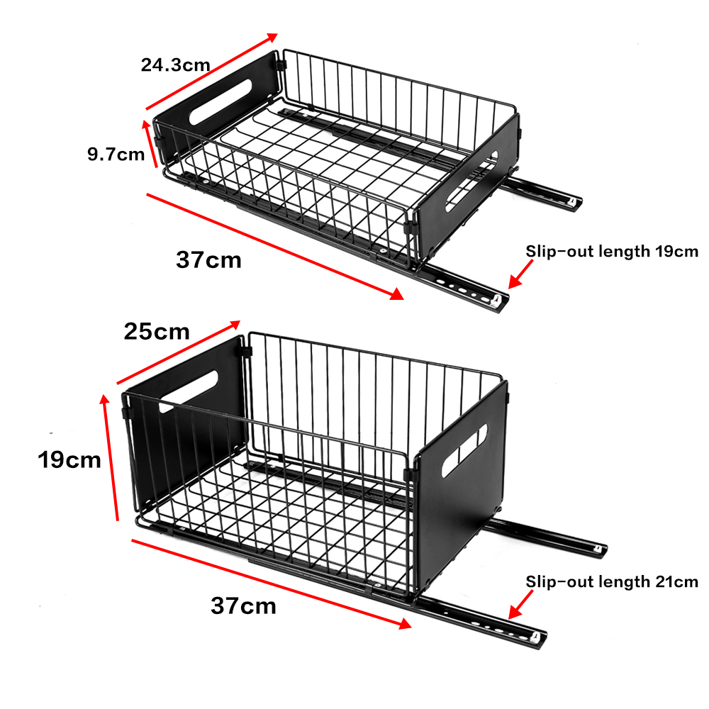 Pull Out Slide Drawer Organizer Tray Cabinet Rack Shelves for Kitchen - Black