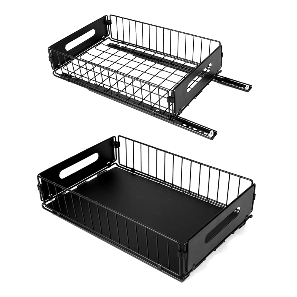 Pull Out Slide Drawer Organizer Tray Cabinet Rack Shelves for Kitchen - Black