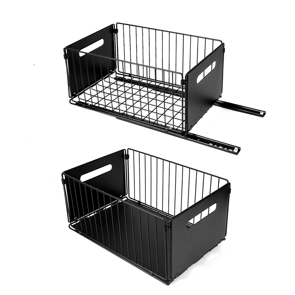 Pull Out Slide Drawer Organizer Tray Cabinet Rack Shelves for Kitchen - Black