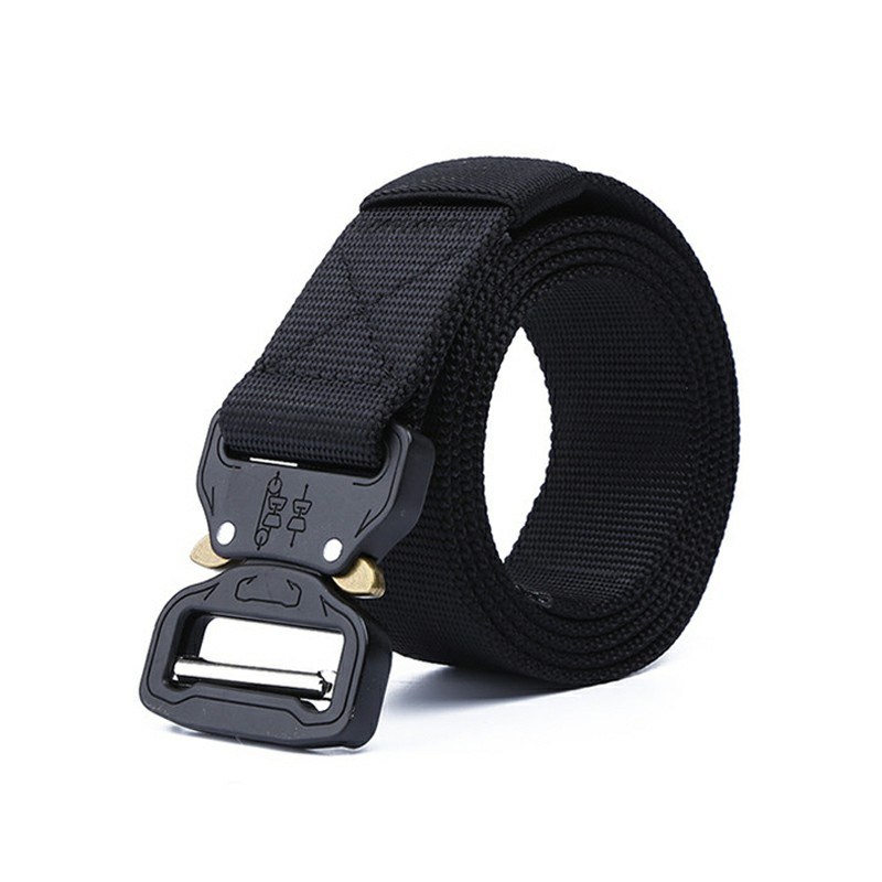 Quick Release Work Belts Tactical Black Men Combat Army Nylon Buckle Waistbelt - Black