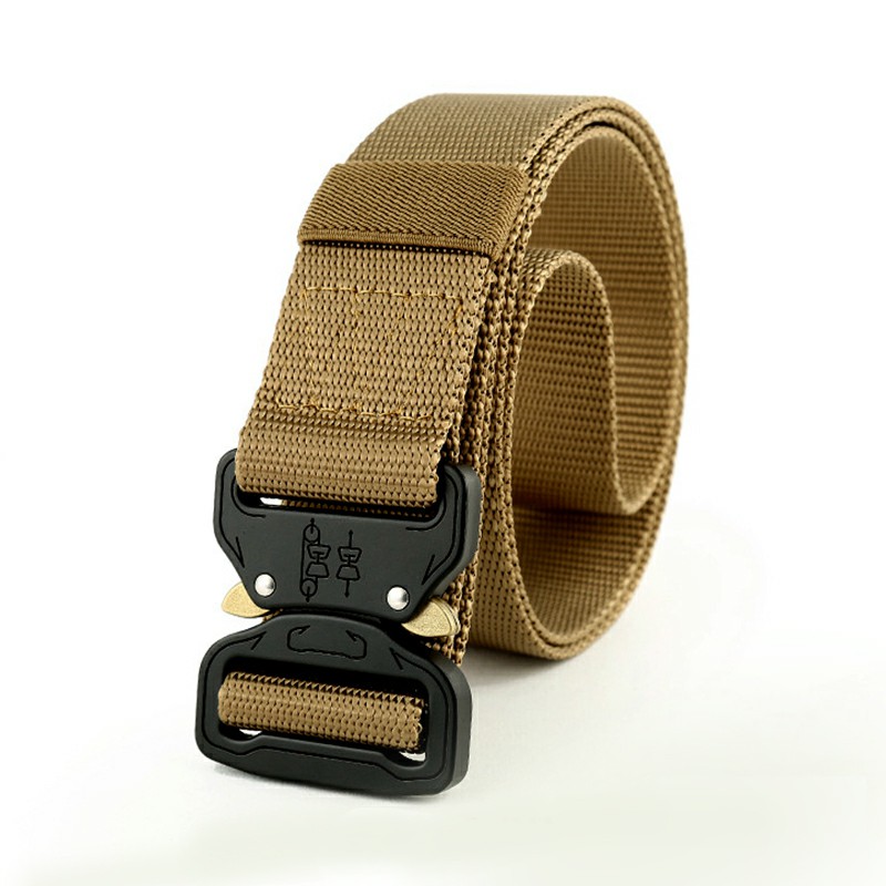 Quick Release Work Belts Tactical Black Men Combat Army Nylon Buckle Waistbelt - Khaki