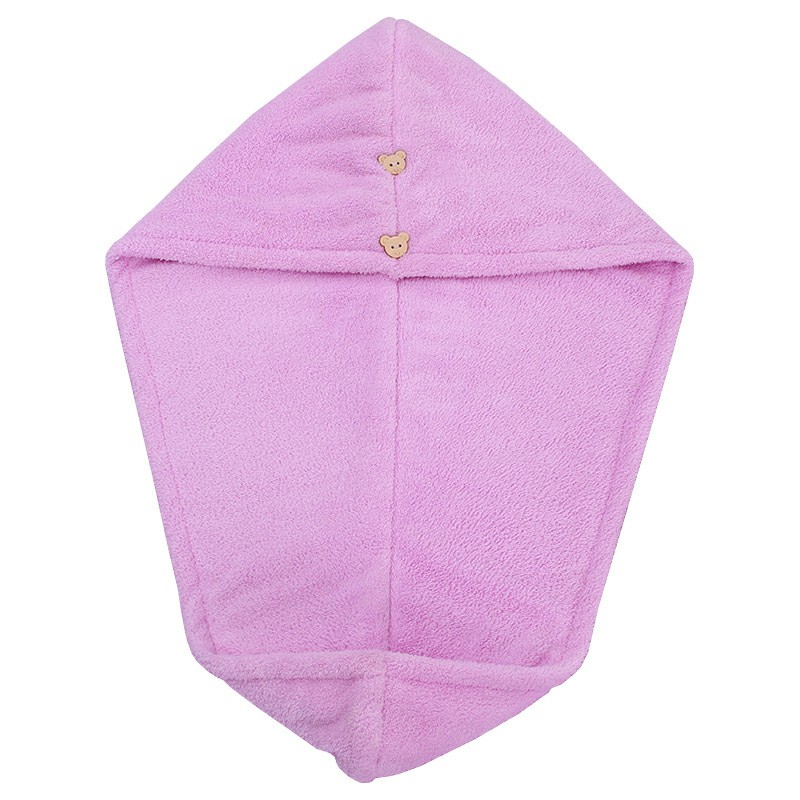 Rapid Drying Towel Dry Hair Cap Coral Fleece Absorbent Shower Cap Quick Drying - Purple