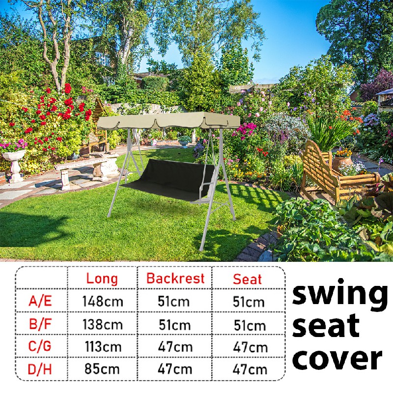 Replacement Part For Swing Seat Cover Garden Swinging Bench/Hammock 148x51x51cm Black
